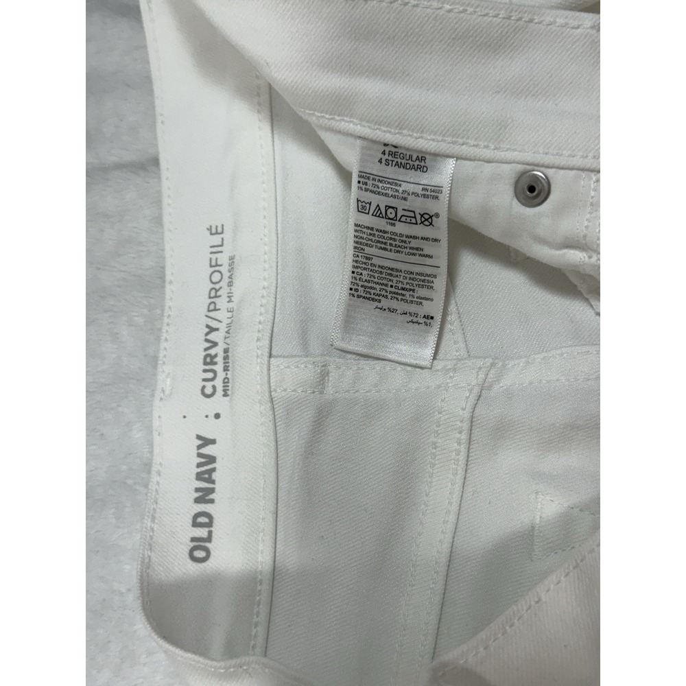 Old Navy Womens Jeans Curvy Straight Size 4 30x29.5 Mid-Rise Stretch White Ankle - Picture 2 of 7
